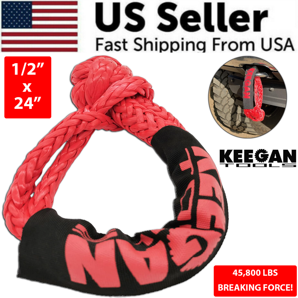 24-Inch 65K LBS Soft Shackle Recovery Rope for Off-Road